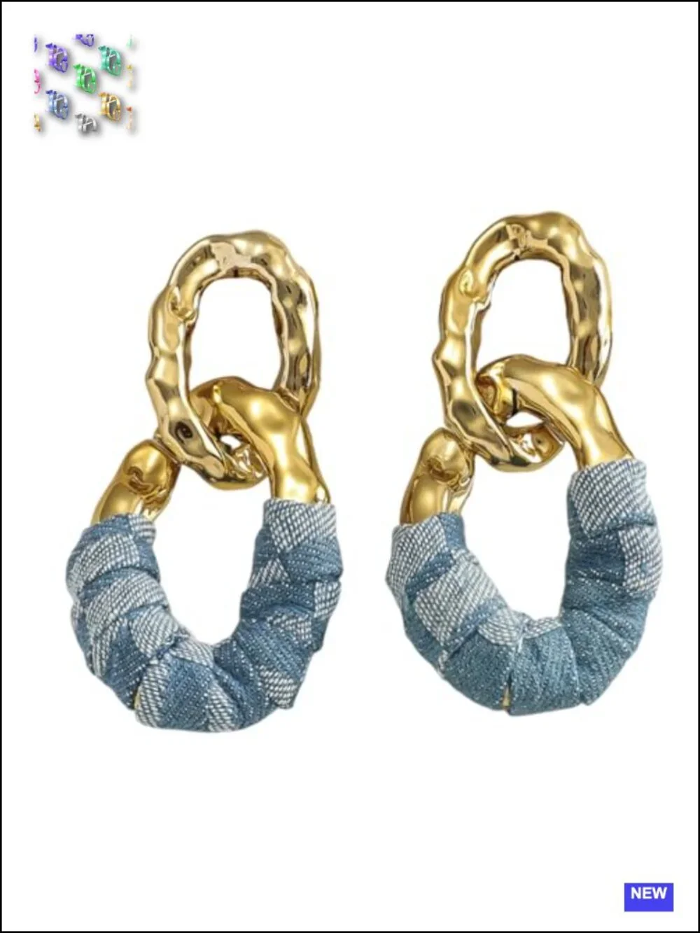 Chunky Gold Acrylic Chain Statement Earrings Dangle Drop Wrap Leather